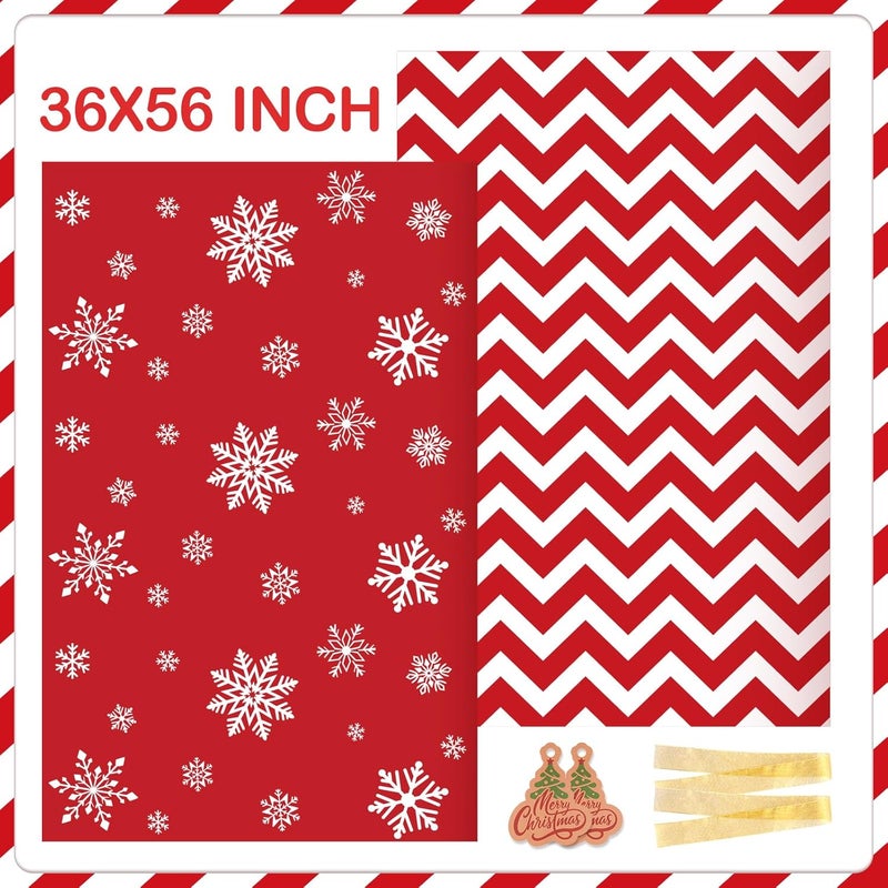 Sofier Large Christmas Gift Bags 36"x56" Holiday Gift Wrap 2pcs Jumbo Christmas Bag for Gifts Giant Sacks for Presents Big Xmas Plastic Gifts Bags(Snowflake+Zigzag) - Image 3